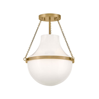 Collins Semi Flush Mount Ceiling Light in Heritage Brass (15-Inch).