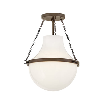 Collins Semi Flush Mount Ceiling Light in Heritage Bronze (15-Inch).