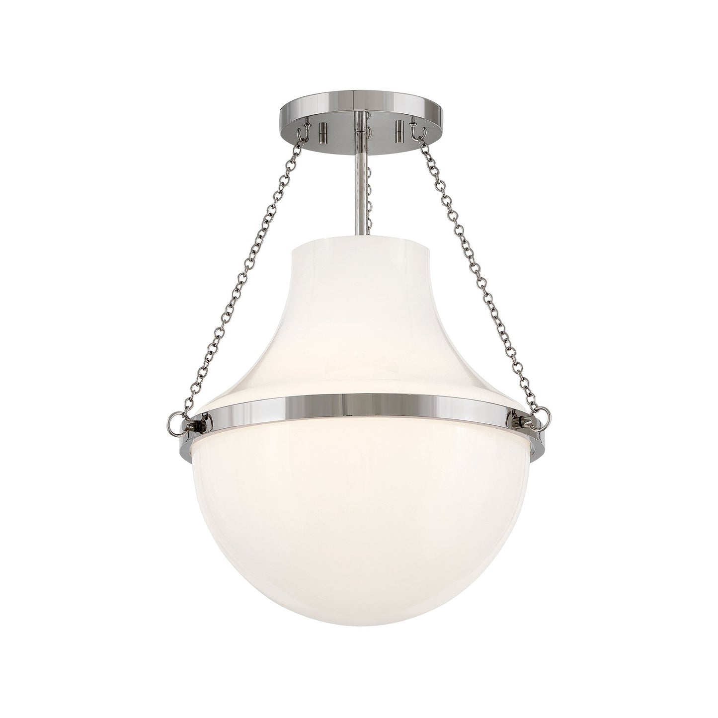 Collins Semi Flush Mount Ceiling Light in Polished Nickel (15-Inch).