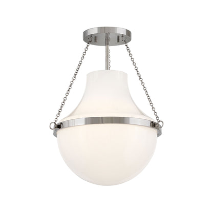 Collins Semi Flush Mount Ceiling Light in Polished Nickel (15-Inch).