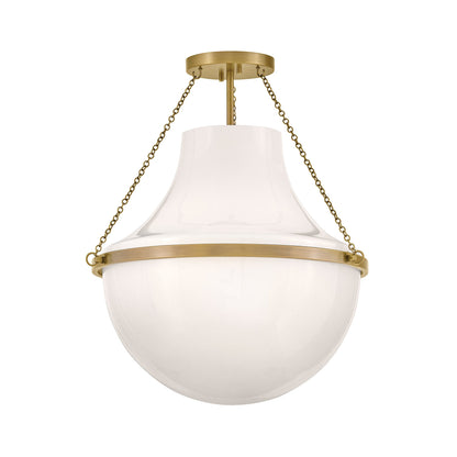 Collins Semi Flush Mount Ceiling Light in Heritage Brass (20-Inch).