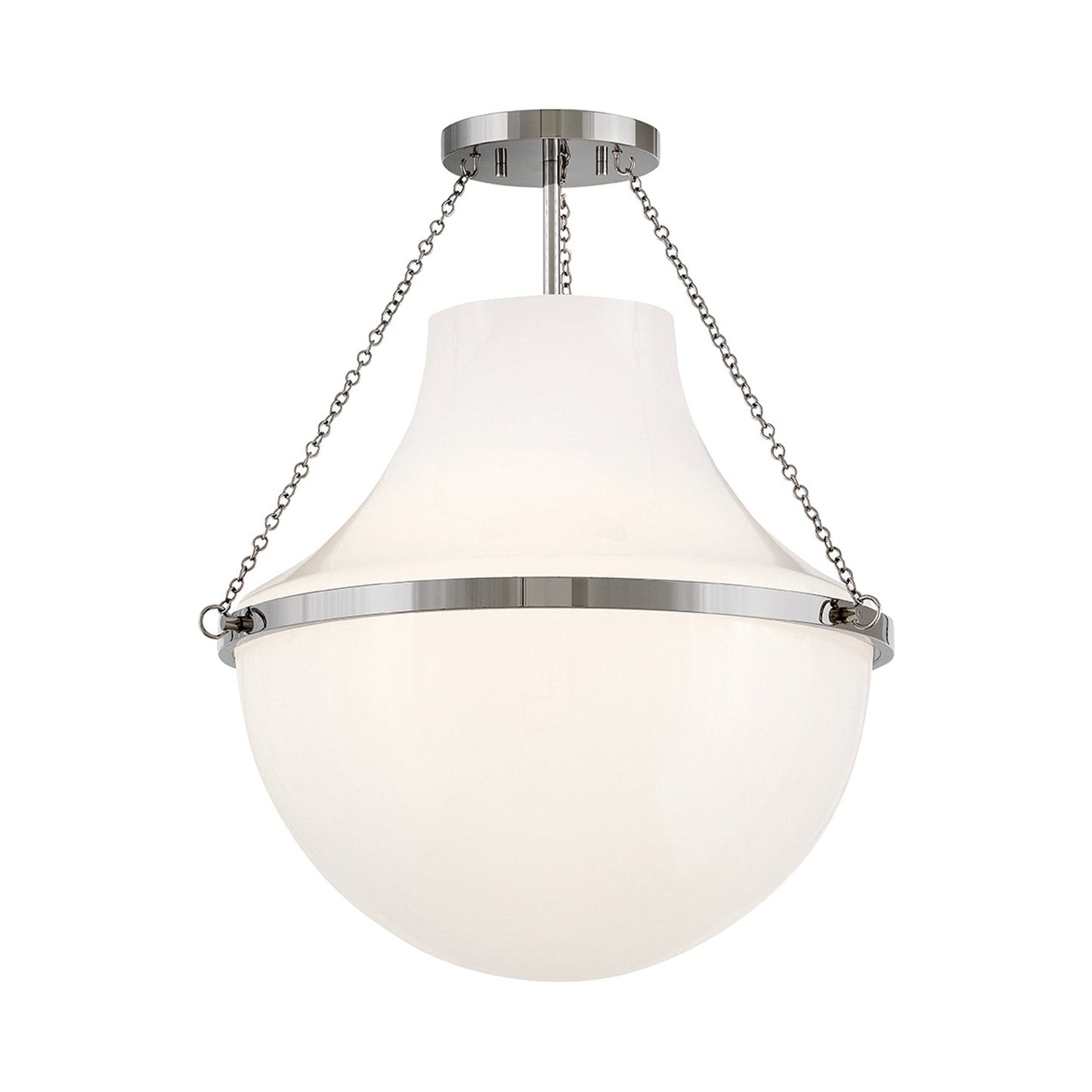 Collins Semi Flush Mount Ceiling Light in Polished Nickel (20-Inch).