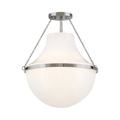 Collins Semi Flush Mount Ceiling Light in Polished Nickel (20-Inch).