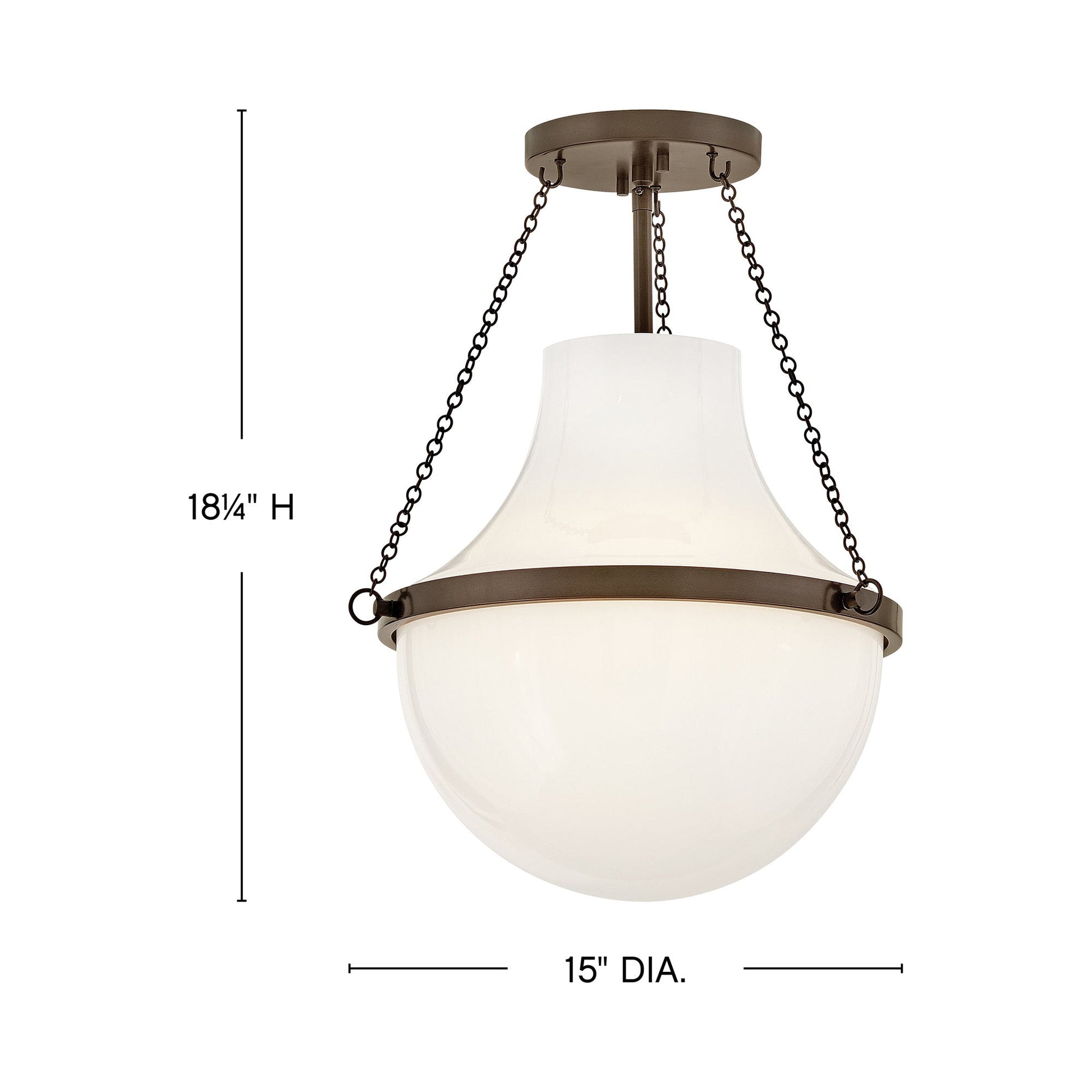 Collins Semi Flush Mount Ceiling Light - line drawing.