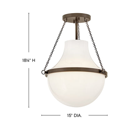 Collins Semi Flush Mount Ceiling Light - line drawing.