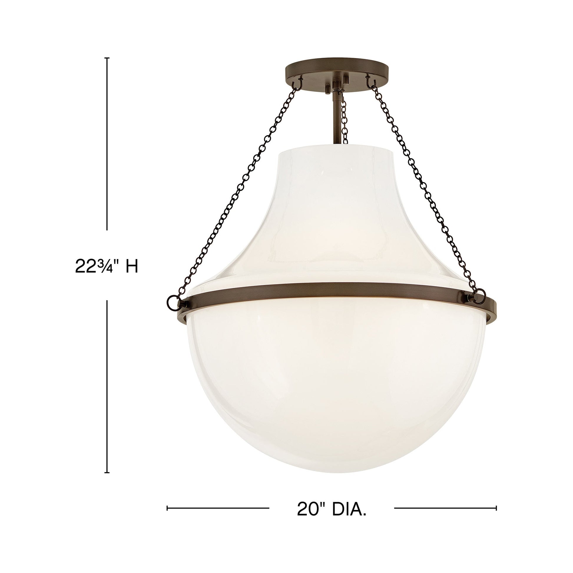 Collins Semi Flush Mount Ceiling Light - line drawing.