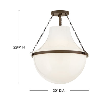 Collins Semi Flush Mount Ceiling Light - line drawing.