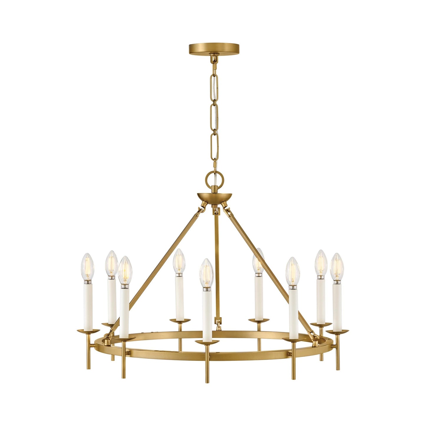 Copley Chandelier in Lacquered Brass (27.75-Inch).