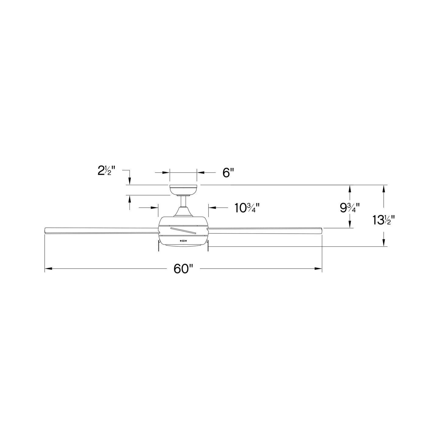 Croft LED Ceiling Fan - line drawing.