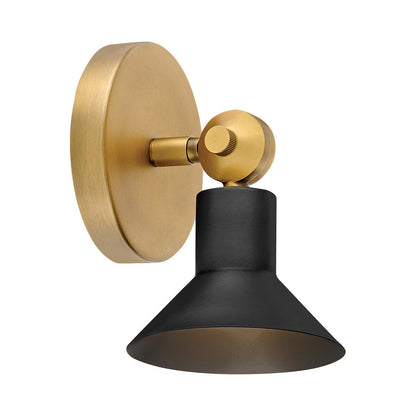 Dom LED Wall Light in Heritage Brass/Black.