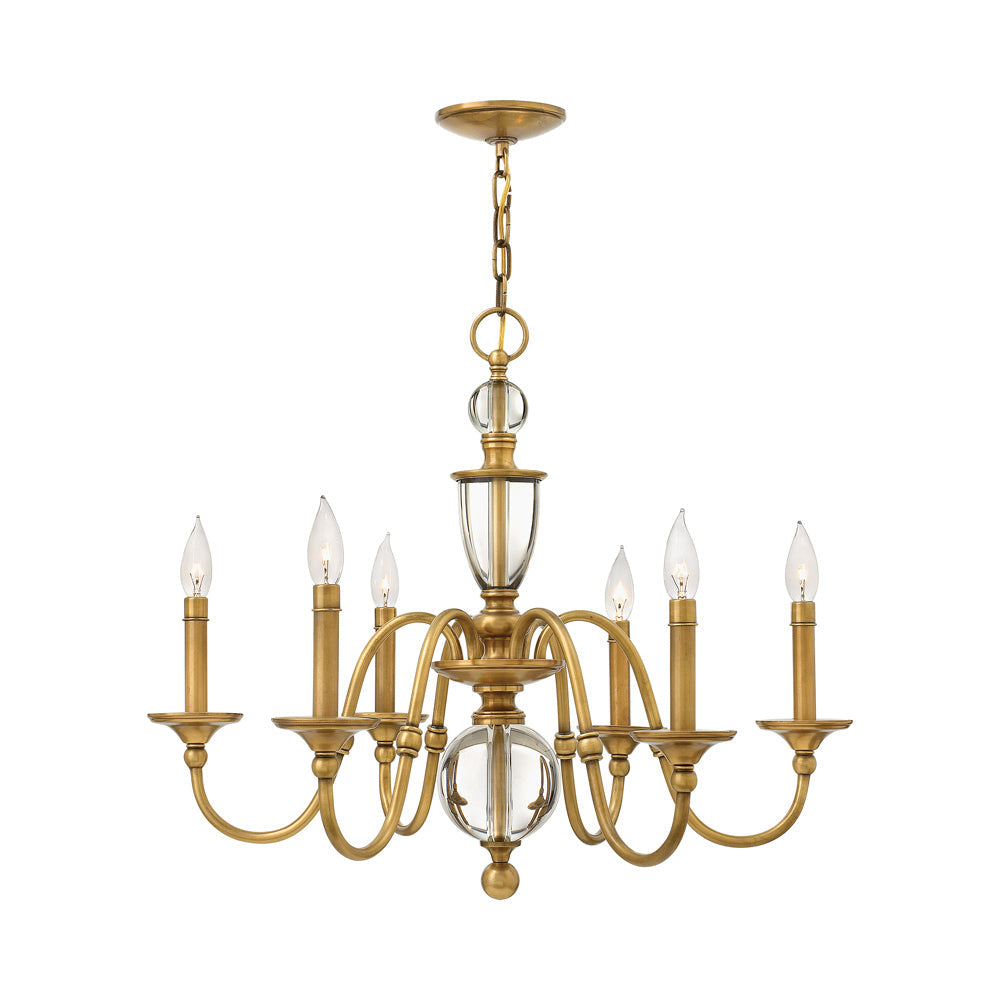 Eleanor Chandelier in Heritage Brass (6-Light).
