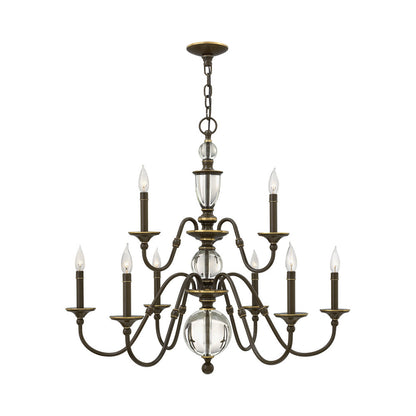Eleanor Chandelier in Light Oiled Bronze (9-Light).