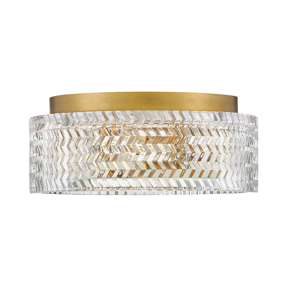 Elle Flush Mount Ceiling Light in Heritage Brass.