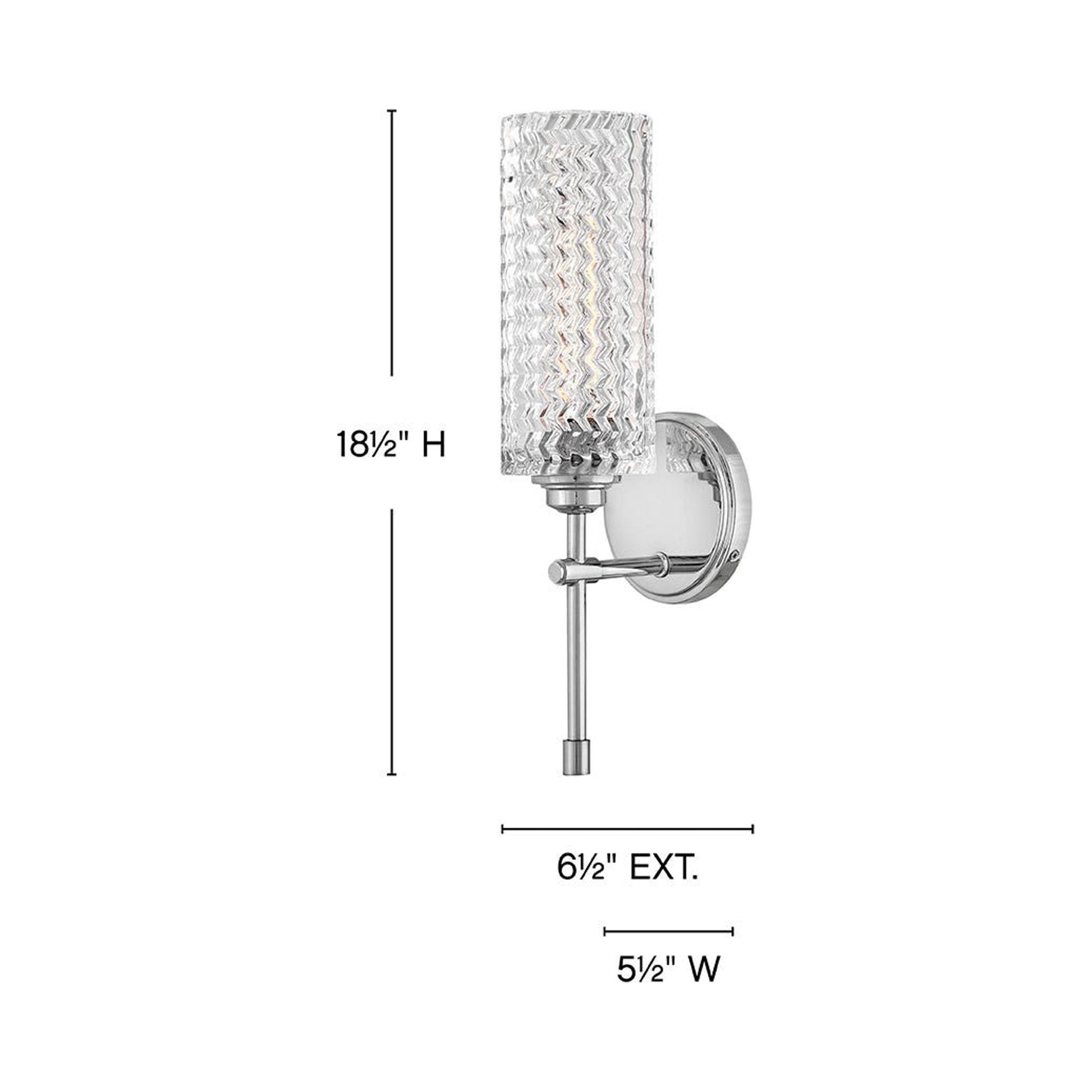 Elle Single Bath Wall Light - line drawing.