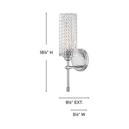 Elle Single Bath Wall Light - line drawing.