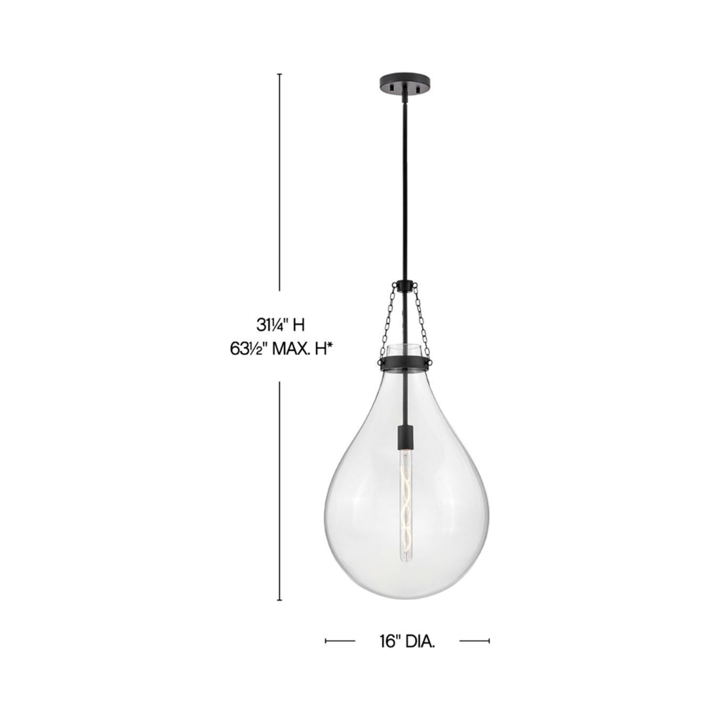 Eloise Pendant Light - line drawing.