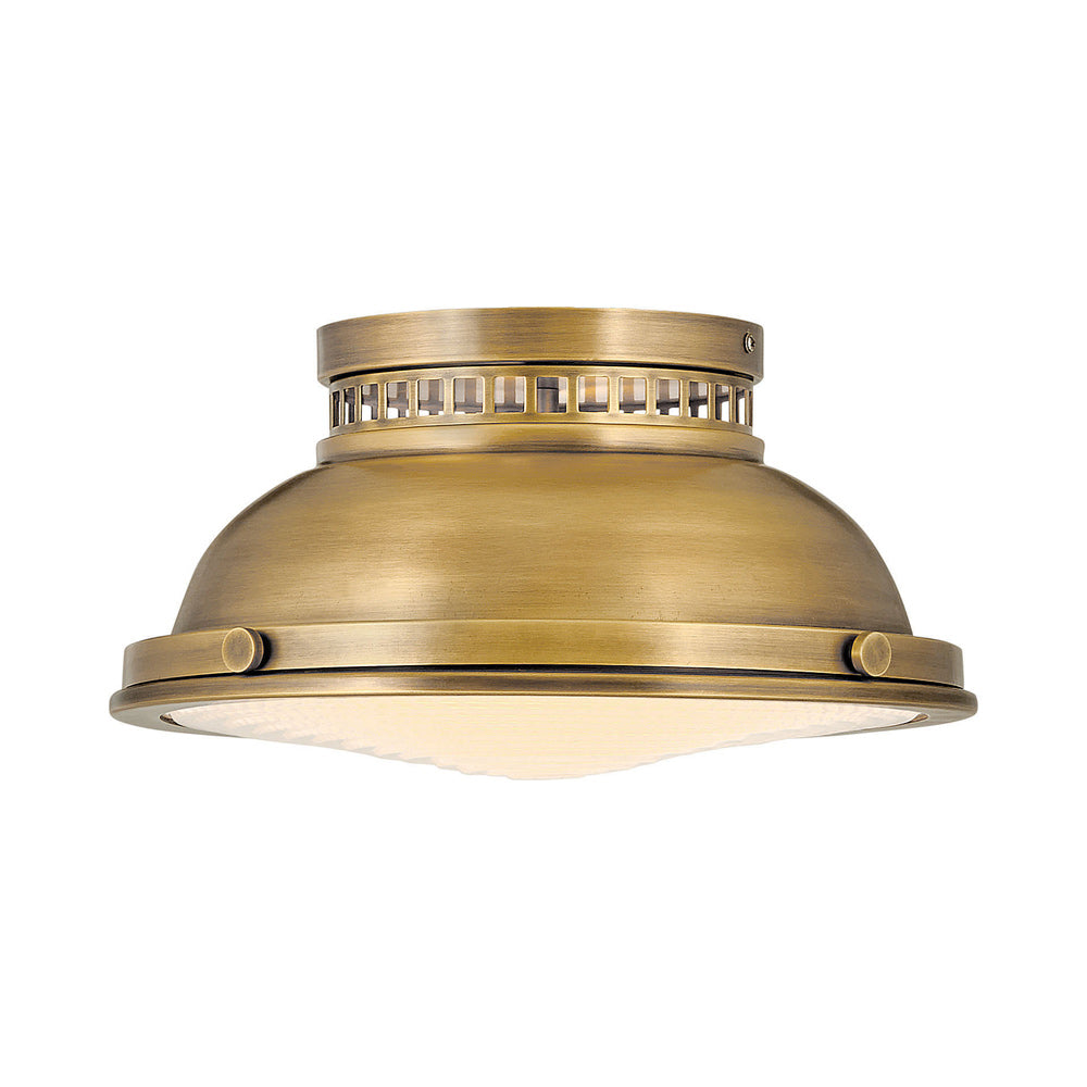 Emery Flush Mount Ceiling Light in Heritage Brass.