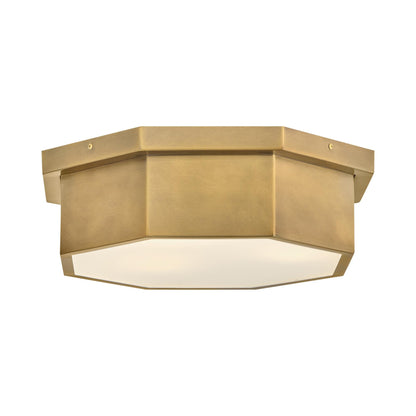 Facet Flush Mount Ceiling Light in Heritage Brass.