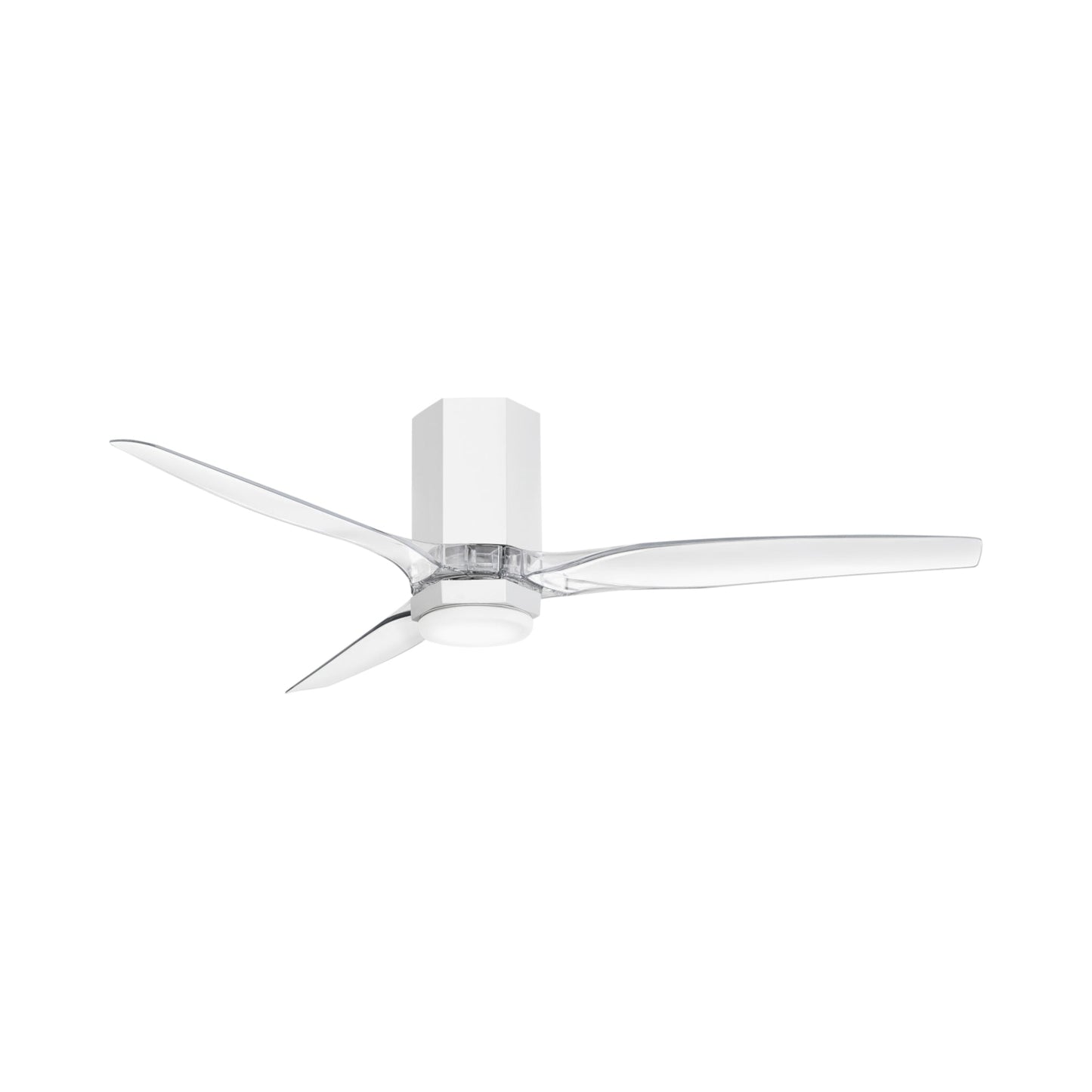 Facet LED Smart Ceiling Fan in Matte White/Clear Acrylic (52-Inch).