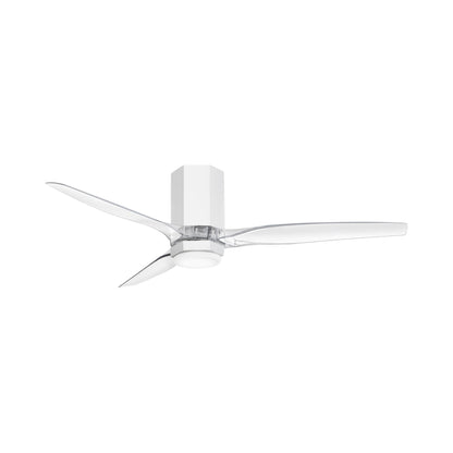 Facet LED Smart Ceiling Fan in Matte White/Clear Acrylic (52-Inch).