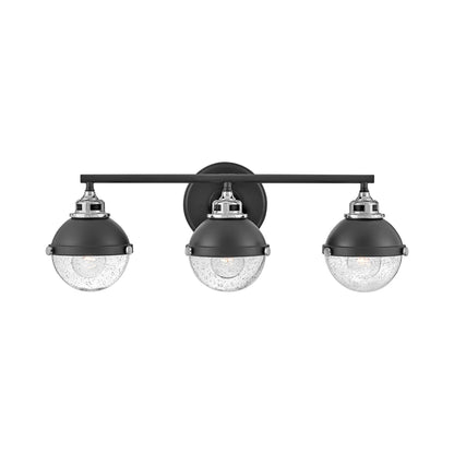 Fletcher Bath Vanity Light in Black/Chrome (3-Light).