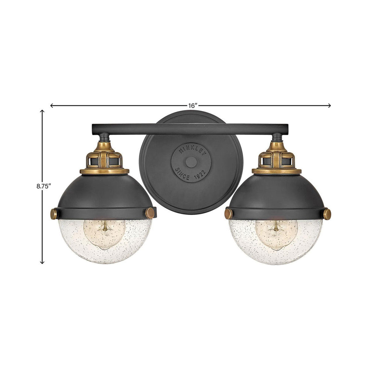 Fletcher Bath Vanity Light - line drawing.