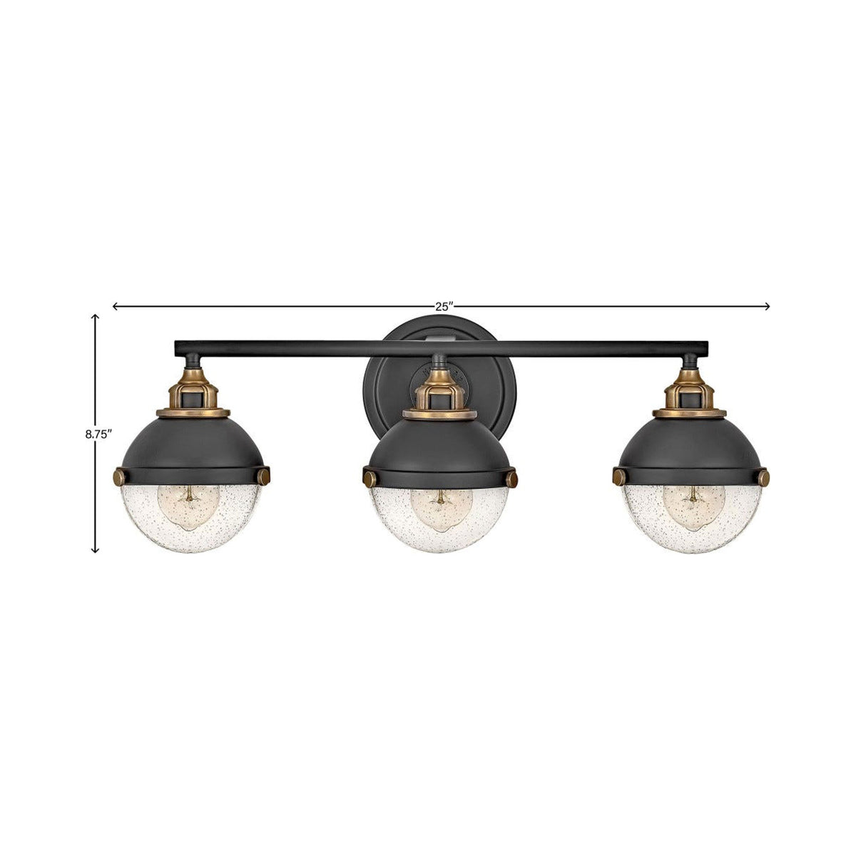 Fletcher Bath Vanity Light - line drawing.