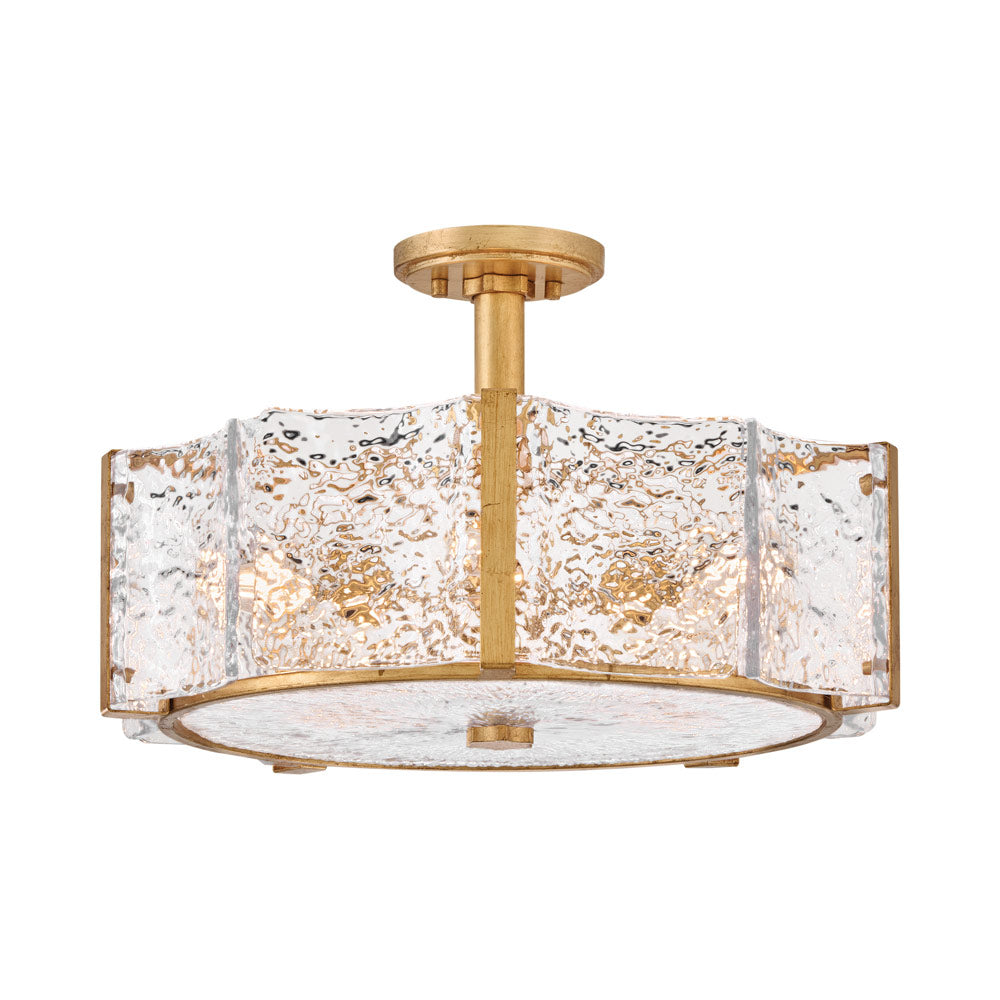 Florian Semi-Flush Mount Ceiling Light in Distressed Brass (Large).