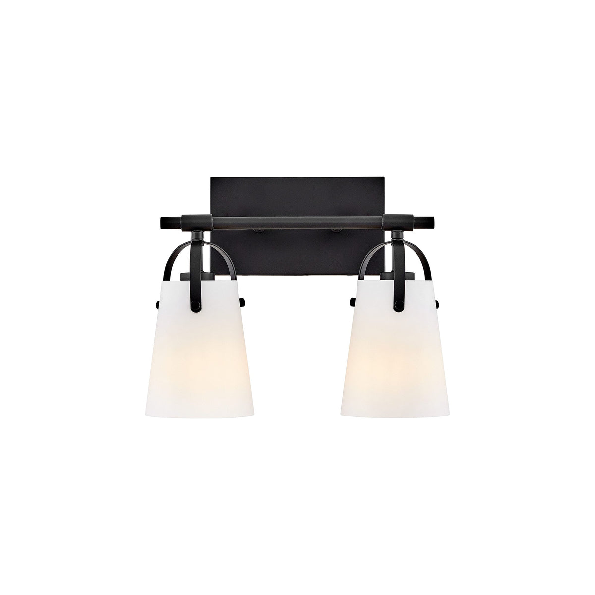 Foster Bath Vanity Light in Black (Etched Opal Glass/2-Light).