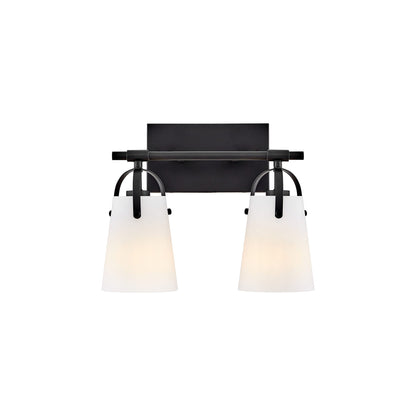 Foster Bath Vanity Light in Black (Etched Opal Glass/2-Light).