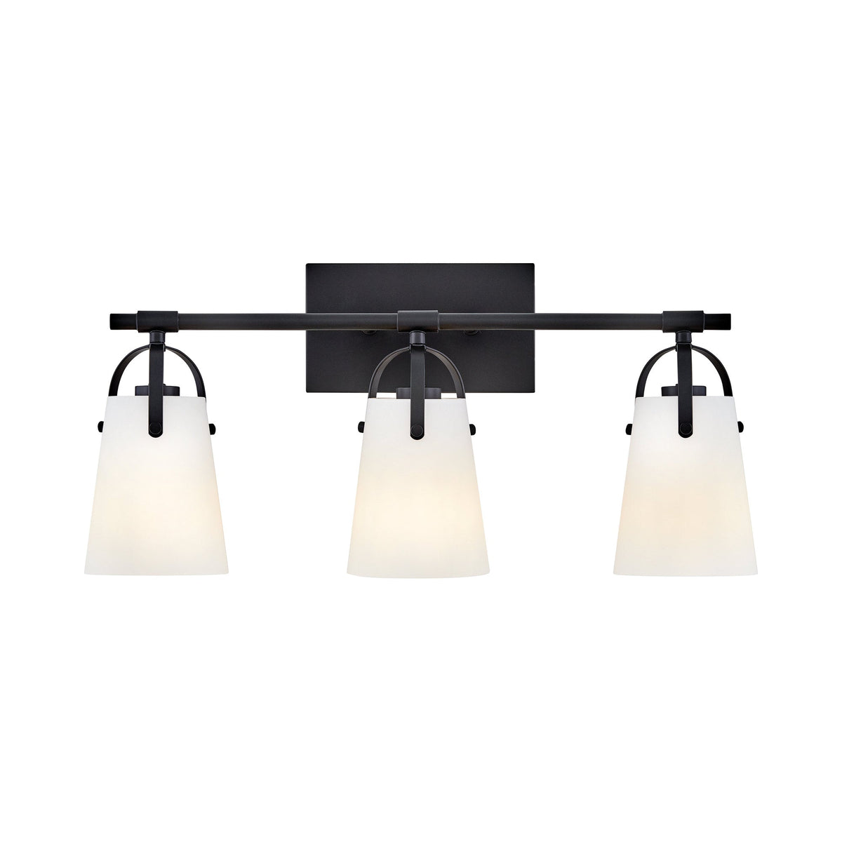 Foster Bath Vanity Light in Black (Etched Opal Glass/3-Light).