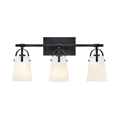 Foster Bath Vanity Light in Black (Etched Opal Glass/3-Light).