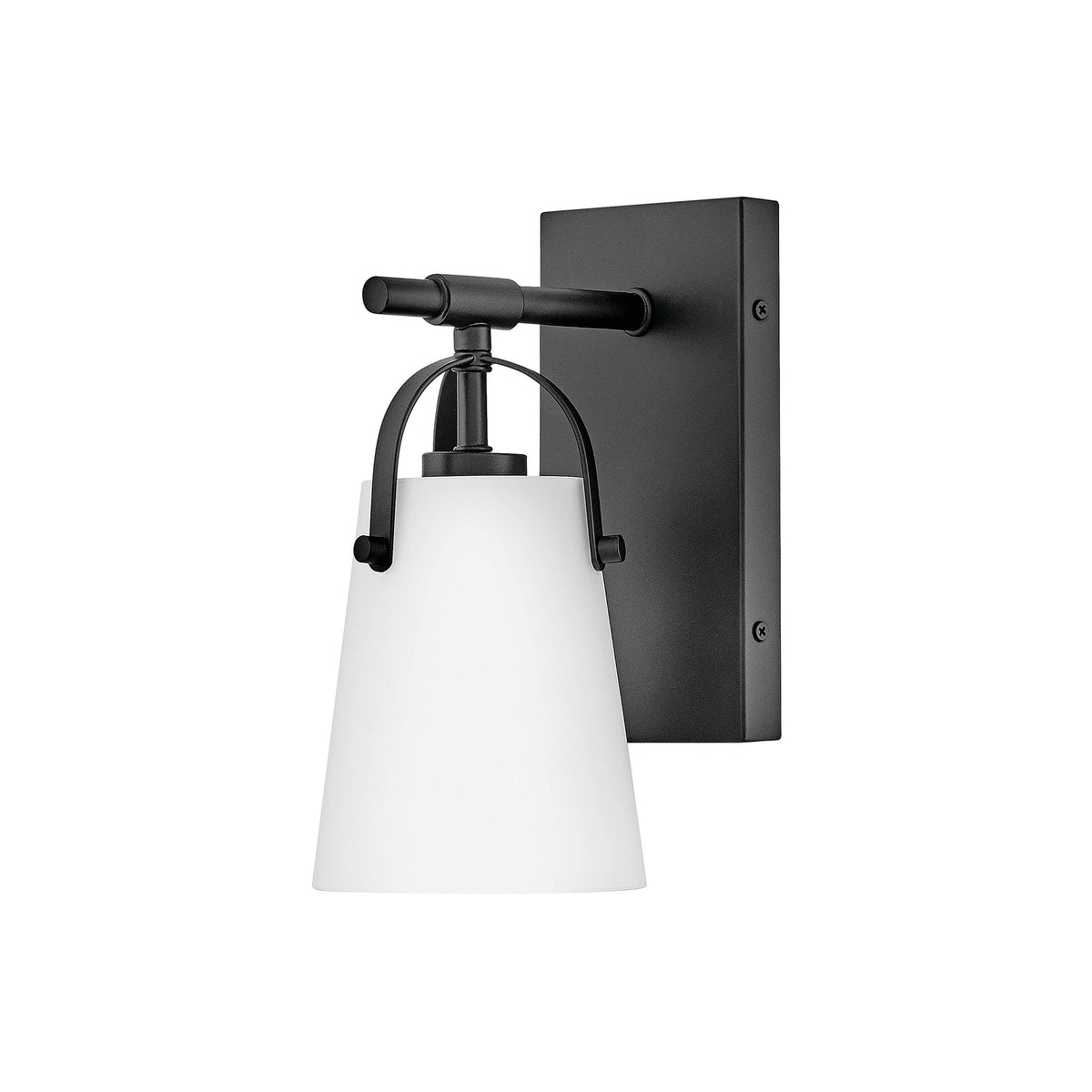 Foster Bath Wall Light in Black (Etched Opal Glass).