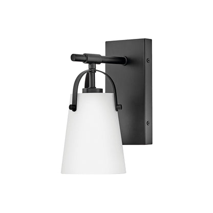 Foster Bath Wall Light in Black (Etched Opal Glass).