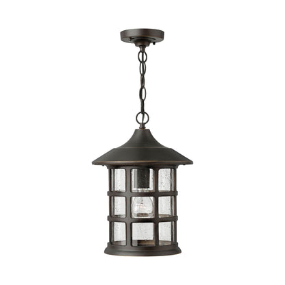 Freeport Outdoor Pendant Light in Oil Rubbed Bronze.