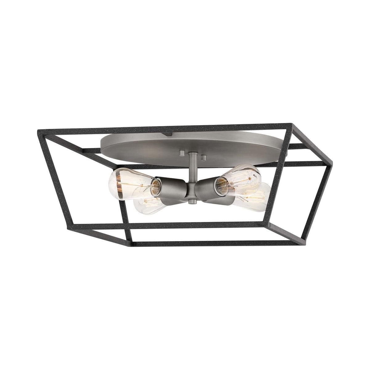 Fulton Flush Mount Ceiling Light in Aged Zinc/Antique Nickel.