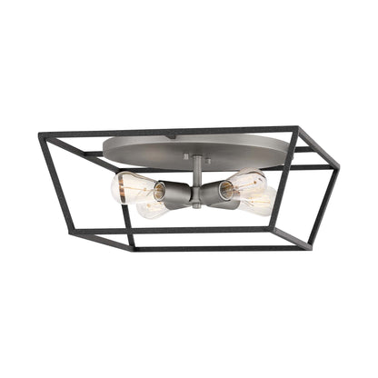 Fulton Flush Mount Ceiling Light in Aged Zinc/Antique Nickel.