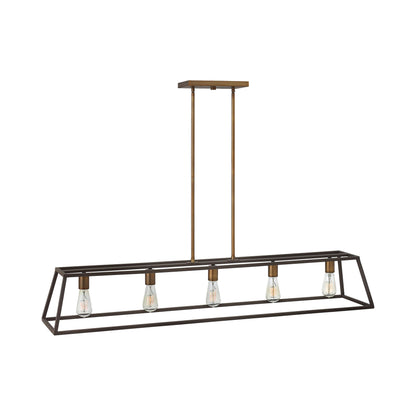 Fulton Linear Pendant Light in Bronze/Heirloom Brass (5-Light).
