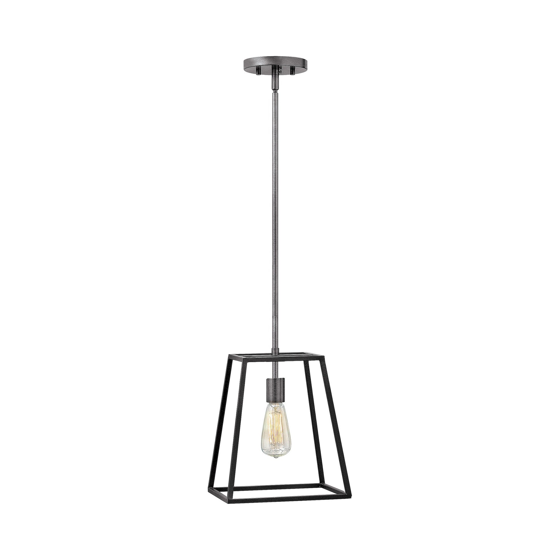 Fulton Single Pendant Light in Aged Zinc/Antique Nickel.
