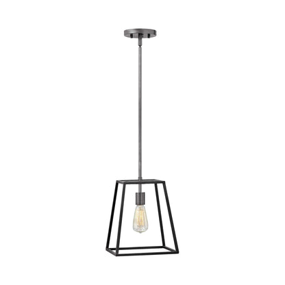 Fulton Single Pendant Light in Aged Zinc/Antique Nickel.
