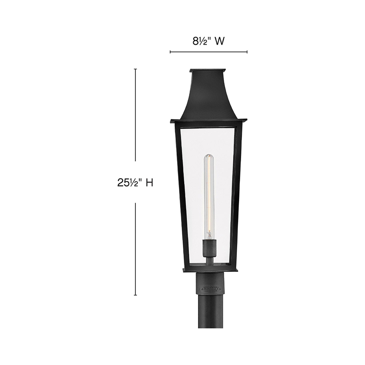 Georgetown Outdoor Post Light - line drawing.