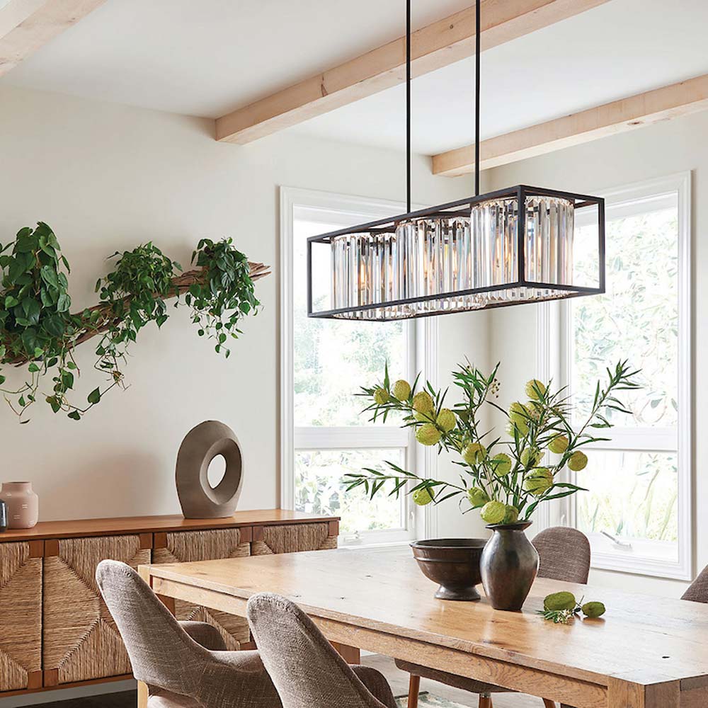 Giada Linear Pendant Light in dining room.