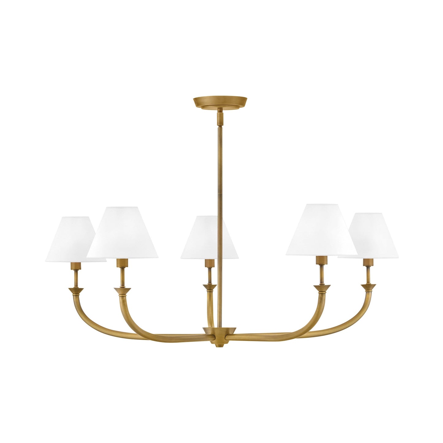 Greta Chandelier in Heritage Brass.