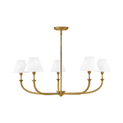 Greta Chandelier in Heritage Brass.