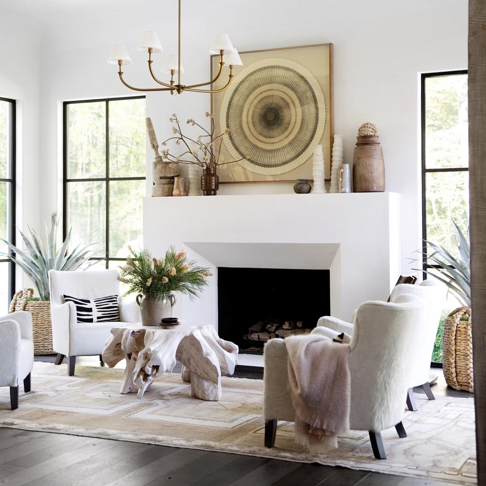 Greta Chandelier in living room.