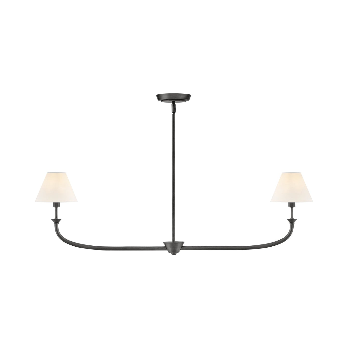 Greta Linear Pendant Light in Blackened Brass.