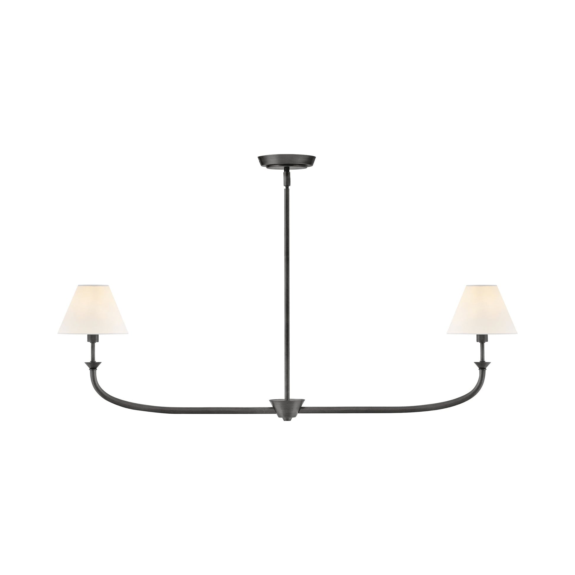 Greta Linear Pendant Light in Blackened Brass.