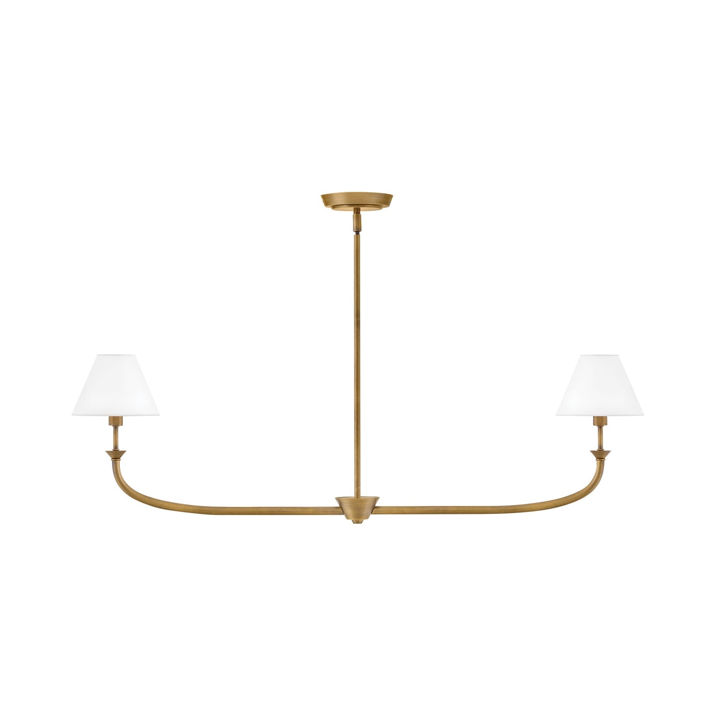 Greta Linear Pendant Light in Heritage Brass.