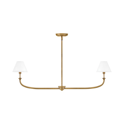 Greta Linear Pendant Light in Heritage Brass.