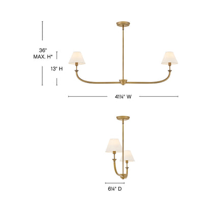 Greta Linear Pendant Light - line drawing.